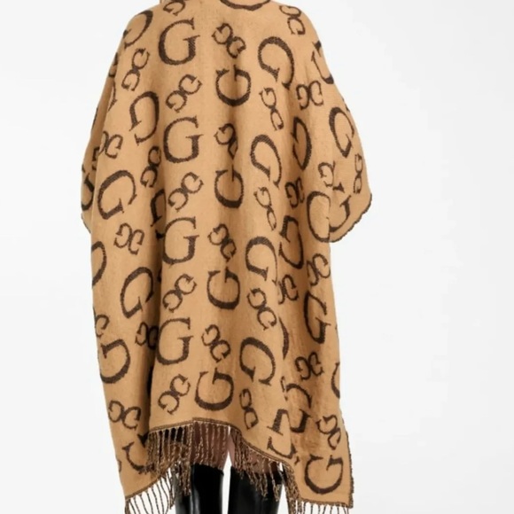 Guess Tan and Black Cape Elegant Outerwear - Picture 3 of 4